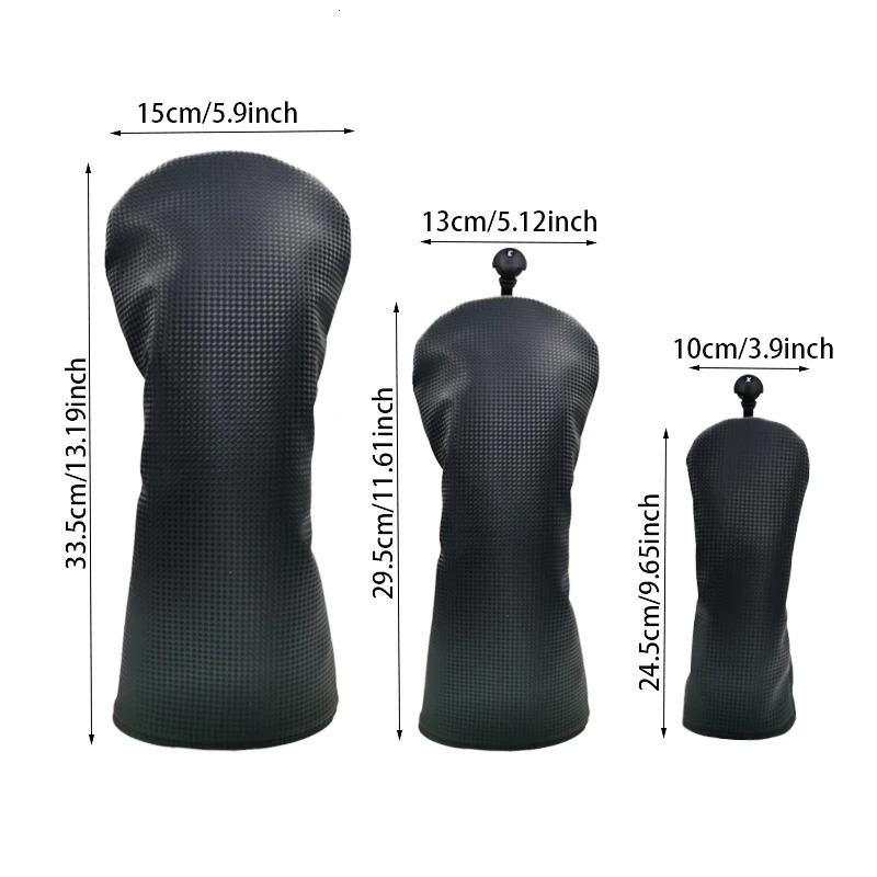 Black Golf Wood Cover Driver Fairway Hybrid Waterproof Protector Set PU Leather Soft Durable Golf head Covers Rapid delivery 240202