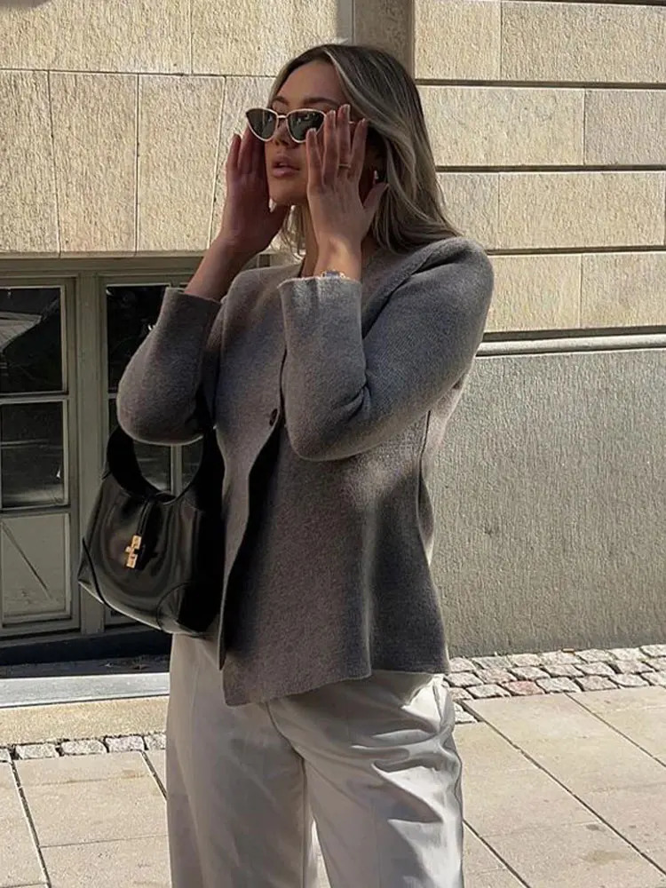 Fashion Single Breasted Solid Knitted Cardigans Women V Neck Long Sleeve Skinny Slim Sweater Autumn Winter Female Warm Coat 240130