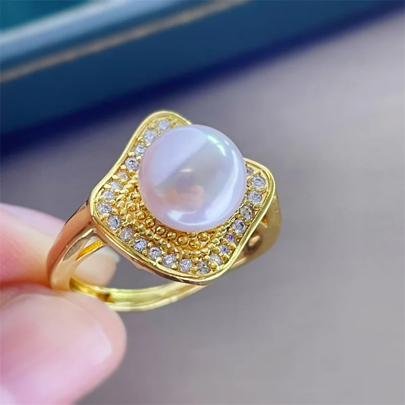 High Quality Shiny Crystal Pearl Jewelry Sets 14K Gold Gild Real Natural Freshwater Pearl Necklace Earrings Rings For Women 240119