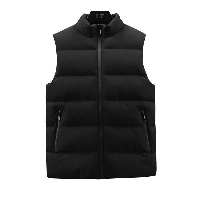Fashion Versatile Thicken Down Cotton Men Coat Vest Autumn Winter Solid Turtleneck Casual Warm Slim Zipper Sleeveless Jackets 240202