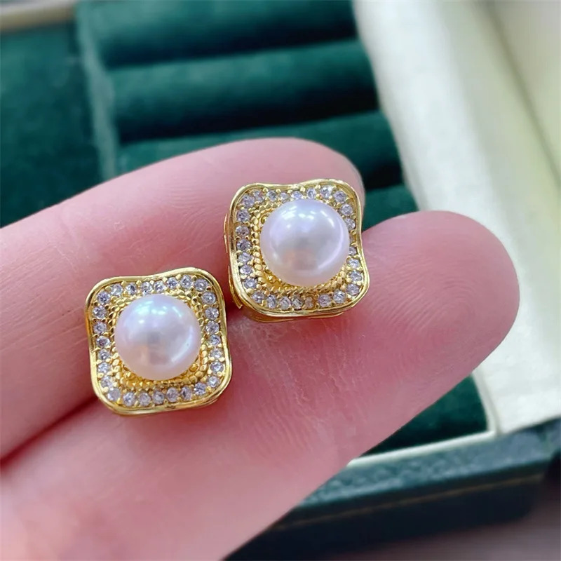 High Quality Shiny Crystal Pearl Jewelry Sets 14K Gold Gild Real Natural Freshwater Pearl Necklace Earrings Rings For Women 240119