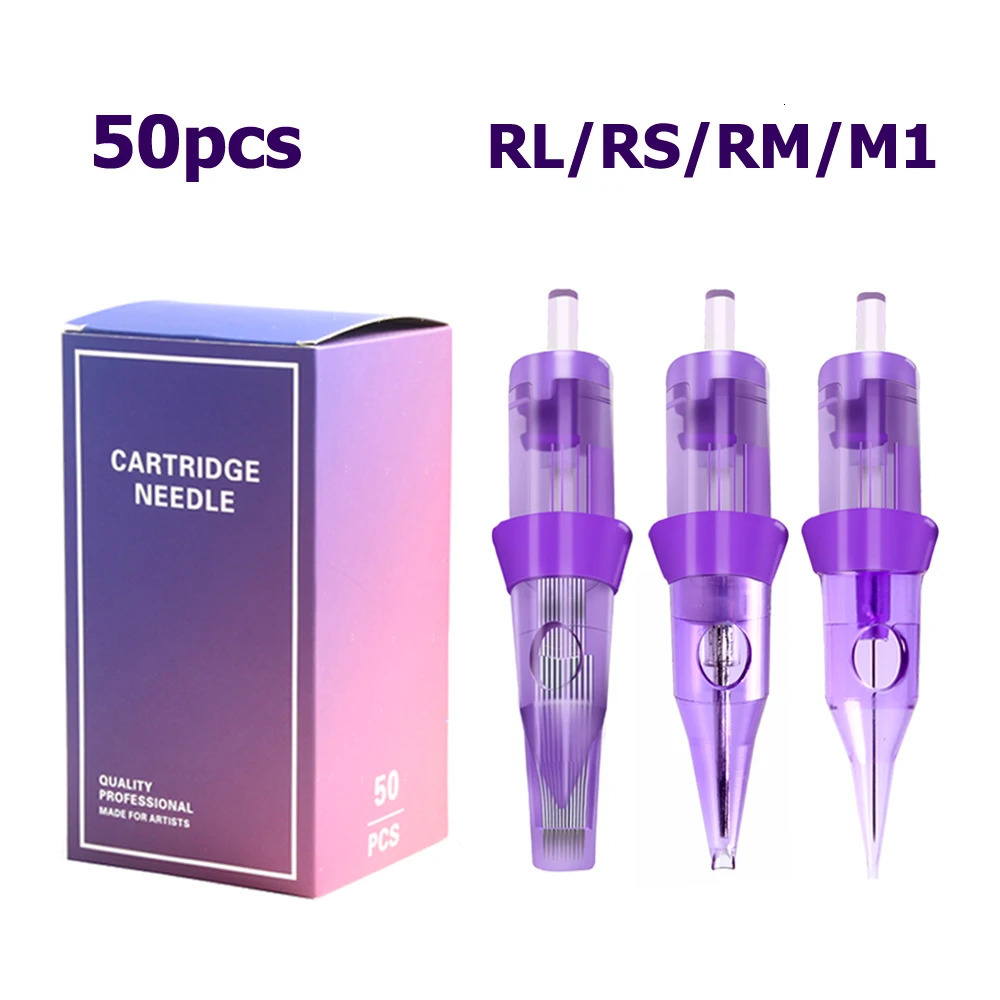 50PCS RL/RS/RM/M1 Professional Tattoo Cartridges Needles Standard 0.3MM Disposable Tattoo Needle For Permanent Makeup Machine 240122