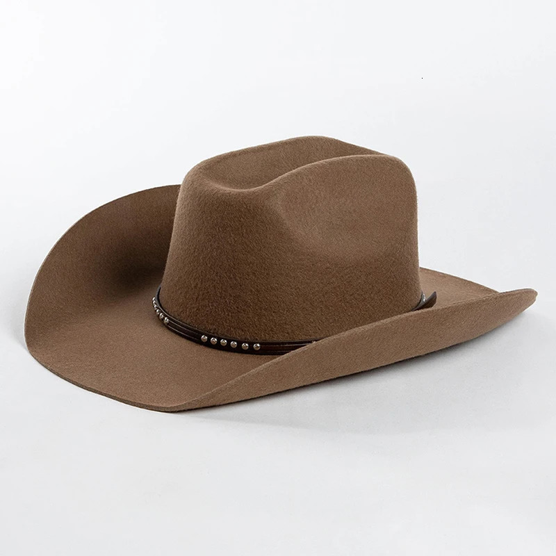 Western Cowboy Wool Hat - Unisex Vintage Cowgirl Jazz Sombrero Cloche Church Caps dh911125171