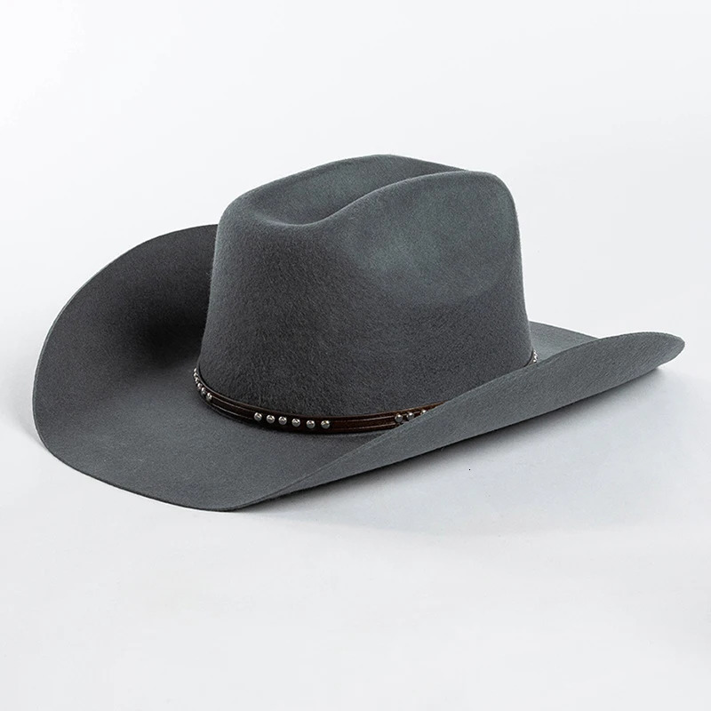 Western Cowboy Wool Hat - Unisex Vintage Cowgirl Jazz Sombrero Cloche Church Caps dh911125171