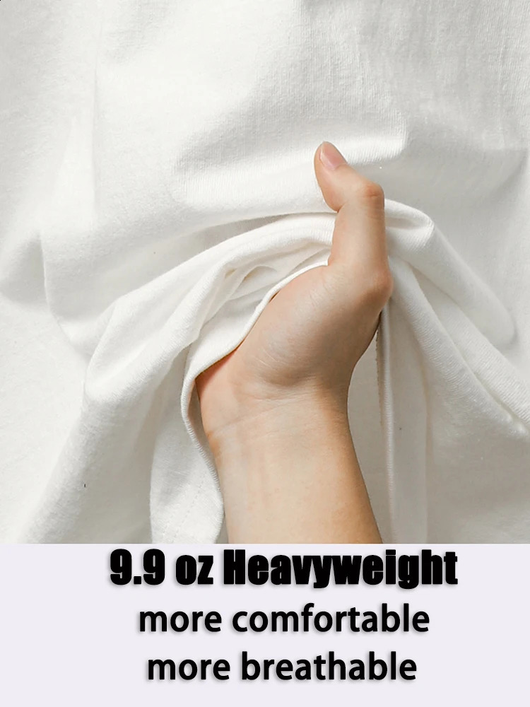 S-4xl Plus Size 280g Oversized Heavyweight T-shirt for Men Summer Short Sleeve Tee Cotton Plain Top Casual Mens Clothing 240202