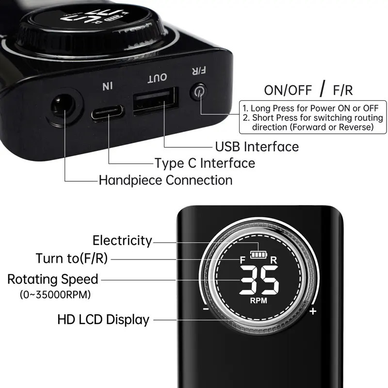 35000RPM Nail Drill Machine With HD LCD Display Rechargeable Nail Master For Manicure Portable Nail Drill Milling Machine 250303