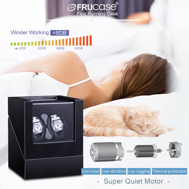 FRUCASE Double Watch Winder For Automatic Watches Watch Box USB Charging 20 with Battery Option 240127