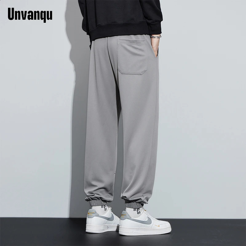 Unvanqu Spring Men's Versatile Loose Casual Pants Knitting Harem Pant Fashion Elastic Breathable Jogging Sports Trousers Male 240126