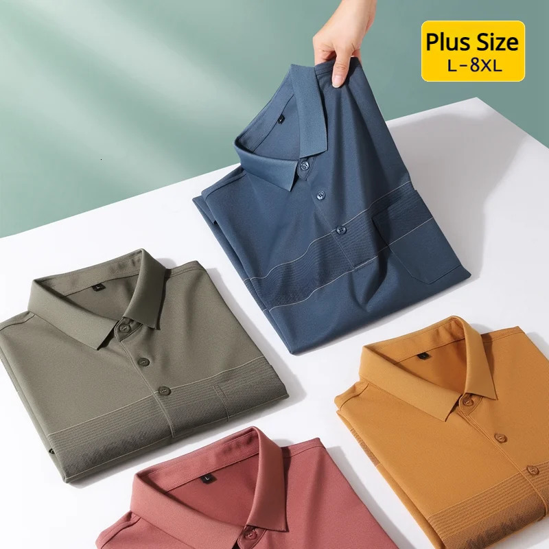 Extra Size XL8XLSummer Lapel Short Sleeve Polo Shirt Casual Men's Loose Plus Size Golf Shirt Smart CasualBreathable Fabric 240123