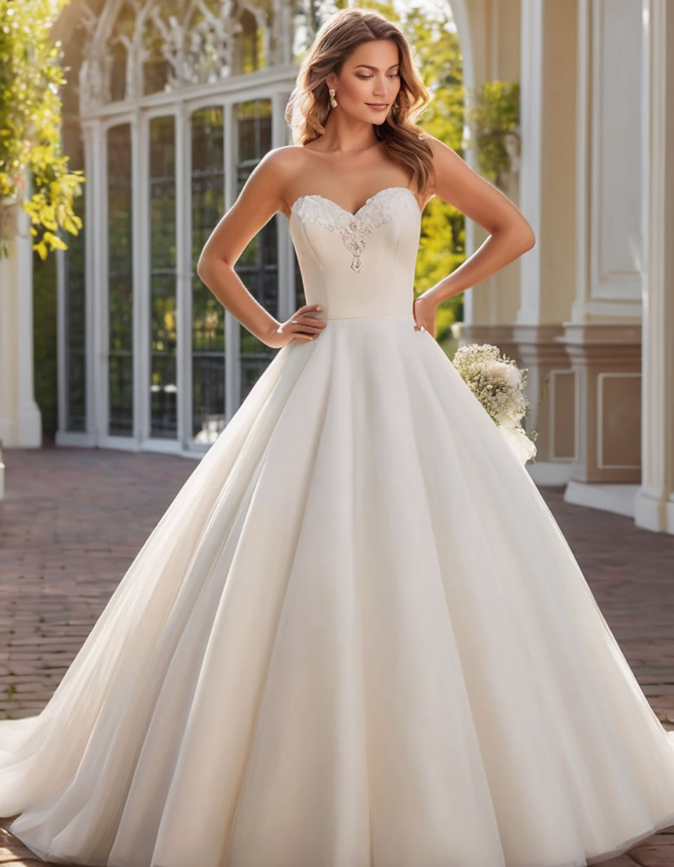 Ivory Wedding Dresses White Bridal Gowns Formal A Line Applique Custom Zipper Lace Up Plus Size Sweetheart Floor-Length Beaded Tulle Crystal