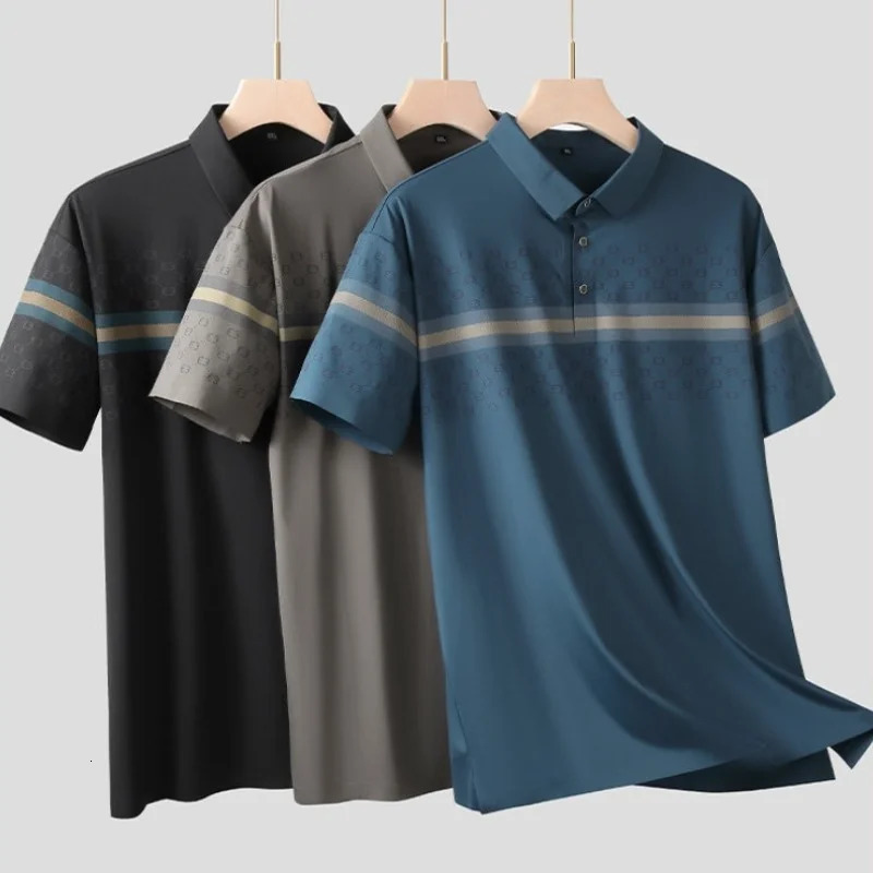 Extra Size XL8XLSummer Lapel Short Sleeve Polo Shirt Casual Men's Loose Plus Size Golf Shirt Smart CasualBreathable Fabric 240123