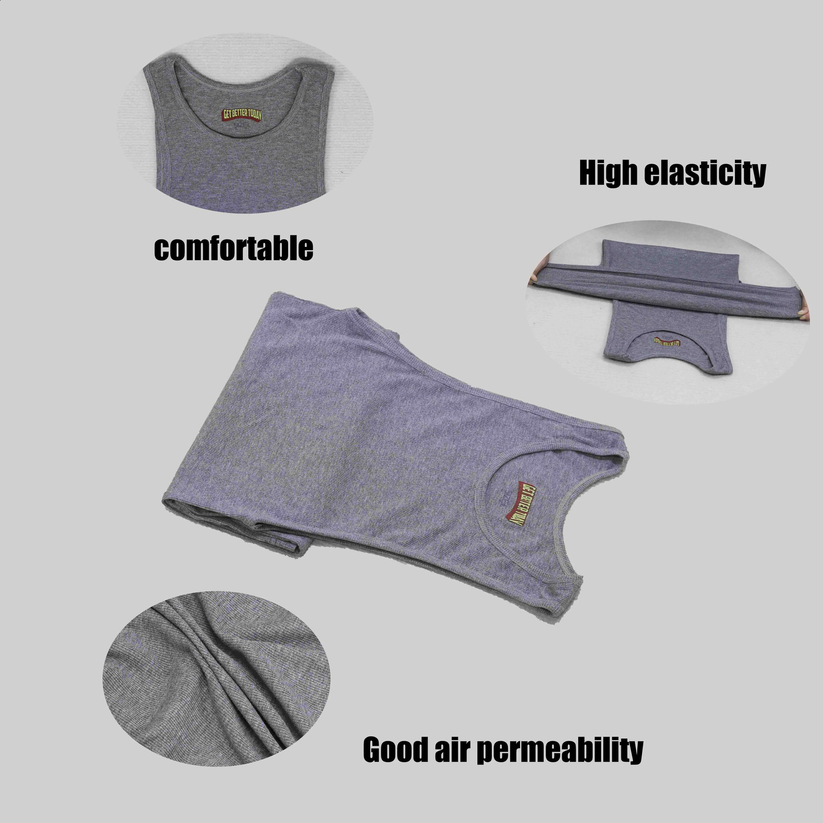 Get Better Today Tank Tops Pack 3pcsSet Mens Sleeveless Muscle O-neck Gymclothing Long Vest Undershirts US Size 240124