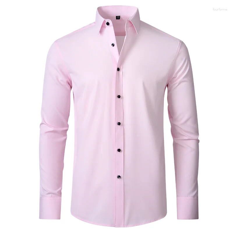 Men's Casual Shirts Stretch Business Formal Dress Long Sleeve Non-Iron Slim Fit Fashion Blouse Luxury Social For Men 2024