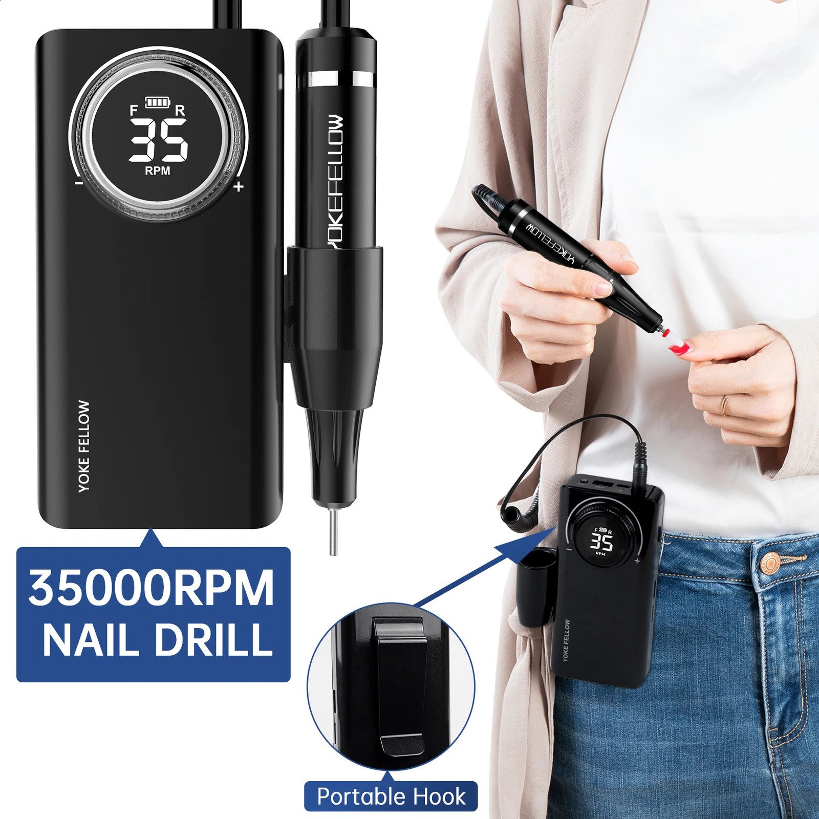 35000RPM Nail Drill Machine With HD LCD Display Rechargeable Nail Master For Manicure Portable Nail Drill Milling Machine 250303