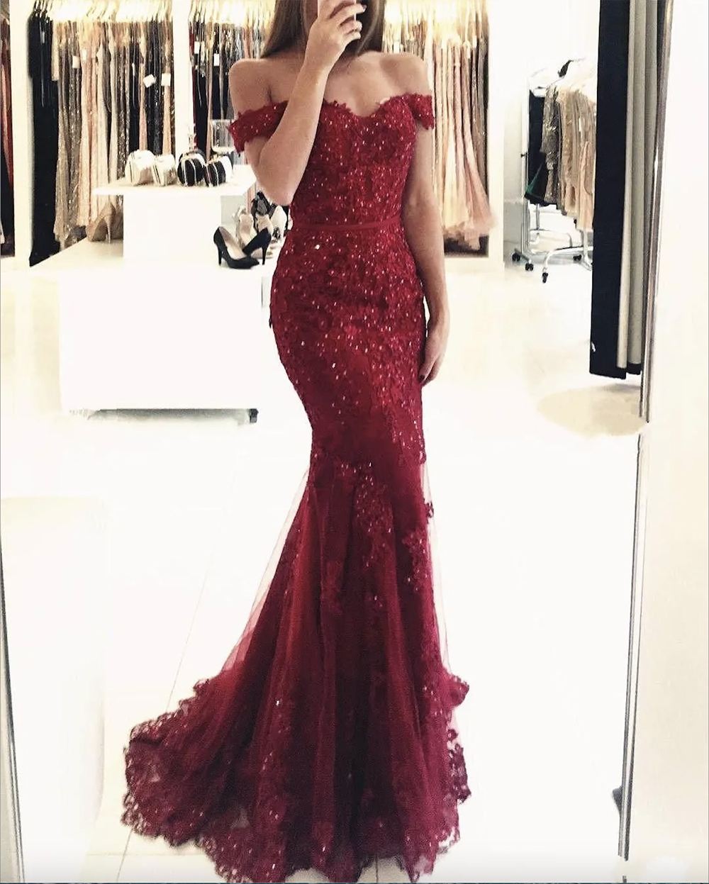 2024 Bury Bridesmaid Dresses New Cheap For Weddings Mermaid Off Shoulder Lace Appliques Beaded Party Dress Plus Size Maid of Honor Gowns 0509