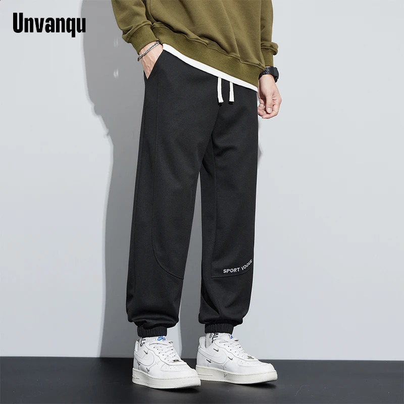 Unvanqu Spring Men's Versatile Loose Casual Pants Knitting Harem Pant Fashion Elastic Breathable Jogging Sports Trousers Male 240126