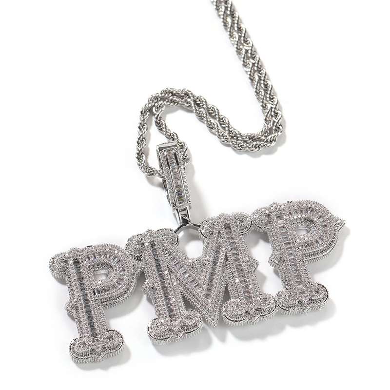 necklace moissanite chain Iced Out Custom Name Pendant for Men Women Prong Setting CZ Zircon Letters Hip Hop Jewelry Stainless Steel