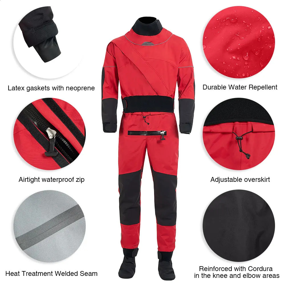 Kayak Dry Suit for Men Waterproof Fabric Drysuit With Latex on Neck and Wrist White Water River Boat Pending 240131