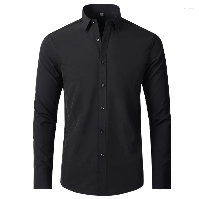 Men's Casual Shirts Stretch Business Formal Dress Long Sleeve Non-Iron Slim Fit Fashion Blouse Luxury Social For Men 2024