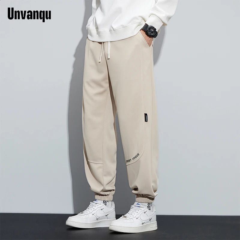Unvanqu Spring Men's Versatile Loose Casual Pants Knitting Harem Pant Fashion Elastic Breathable Jogging Sports Trousers Male 240126