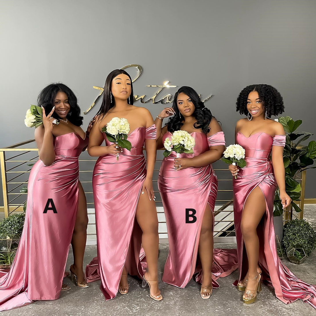 Pink Junior Blush Dresses Mermaid Side Split Bridesmaid Dress Elastic Satin Gowns For Black Women Guest S Wear In Wedding NR Weddg 6660306