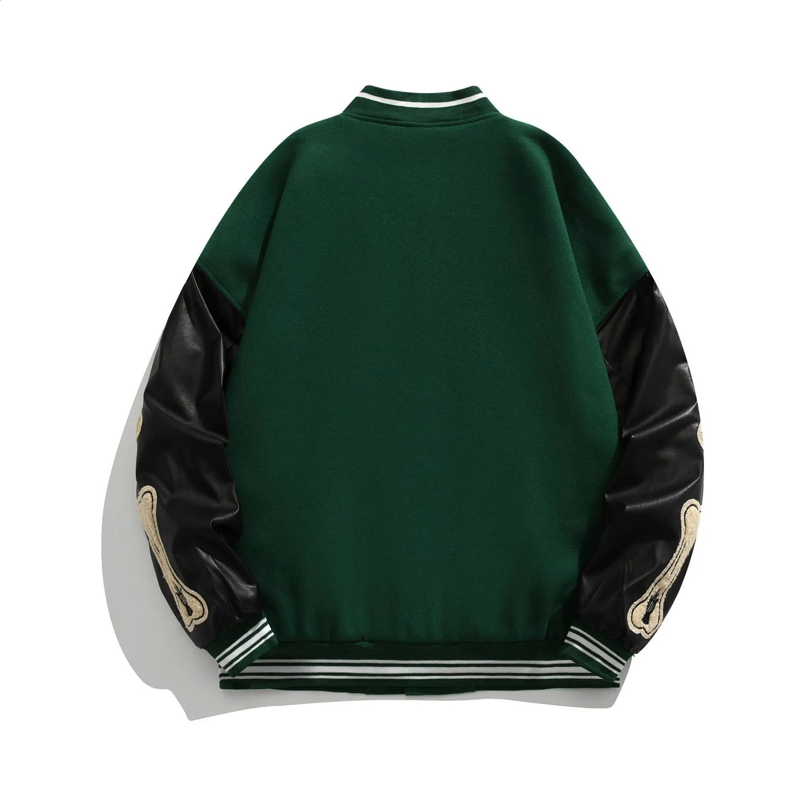 Varsity Baseball Bomber Jacket Women HipHop Haraiuku Bone Letter Patchwork Leather Jackets Streetwear Men Unisex College Coats 240124