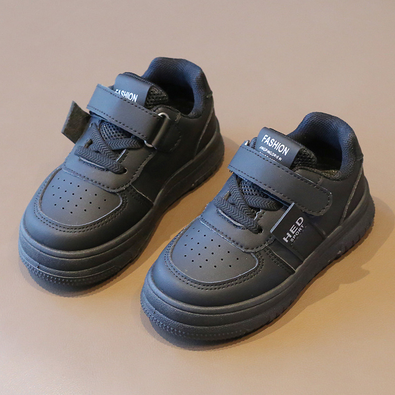 Children Shoes 2024 Spring Autumn New Kids Sneakers Boys Casual Shoes PU Black White Girls Running Shoes Soft Soled Baby Sports Toddler Shoes