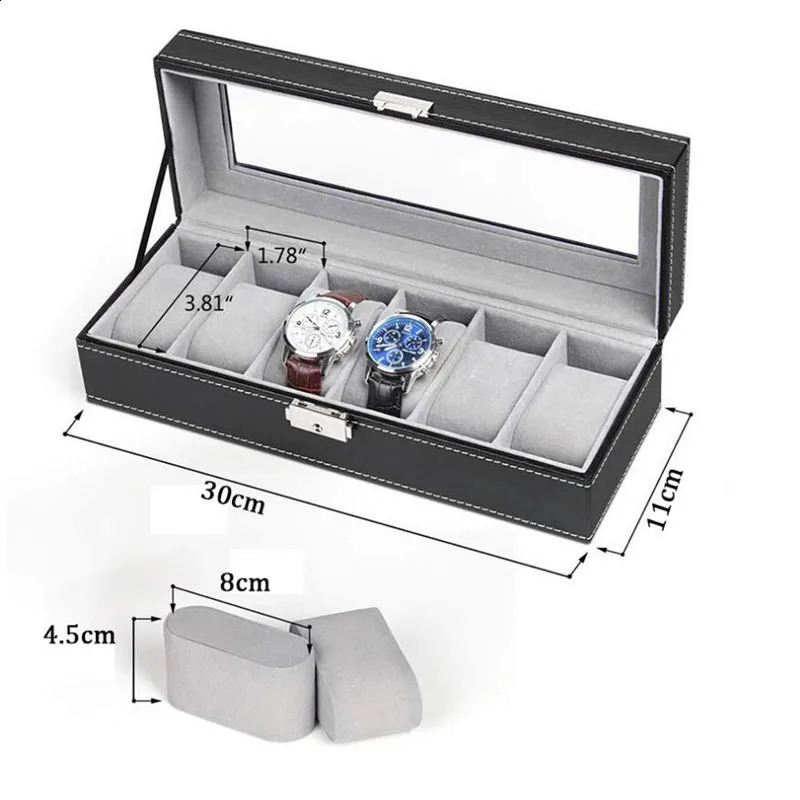 12356 Grids Watch Box PU Leather Watch Case Holder Organizer Storage Box for Quartz Watches Jewelry Boxes Display Gift 240127