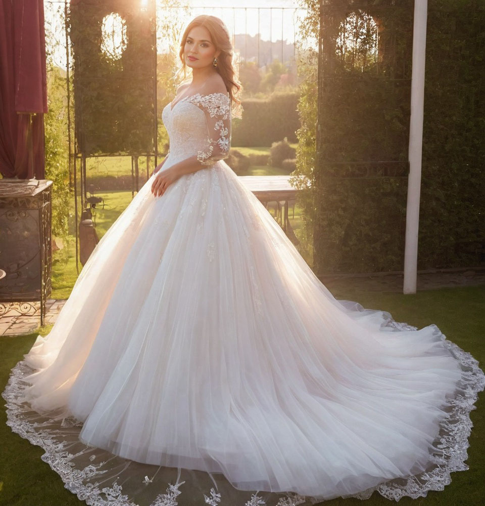 Elegant Ivory A e Wedding Dress with Off Shoulder Sleeves & Lace Applique Detail Plus Size or Length Bridal Gown