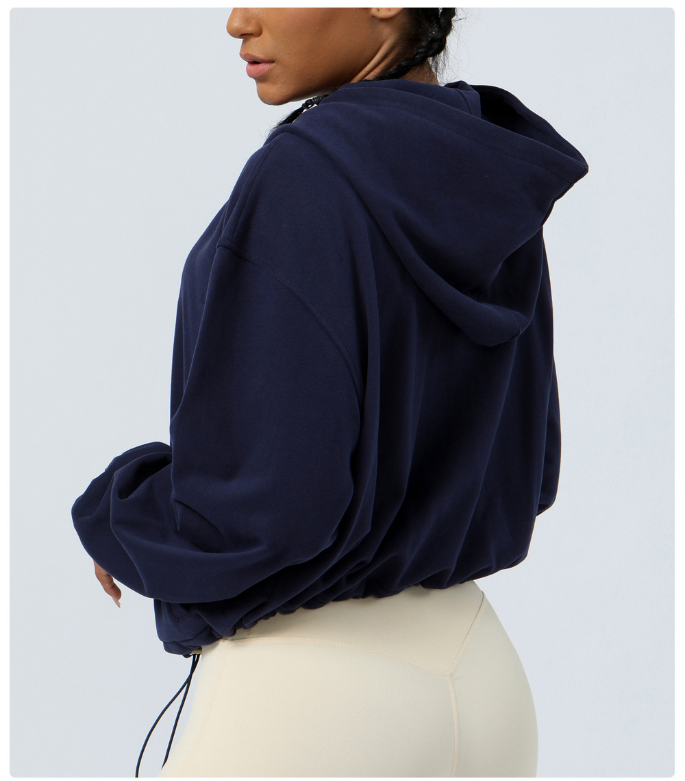 Loose Casual Hoodie for Women Sports Hoodie Fitness Top Outdoor Running and Cycling Training Zipper Jacket