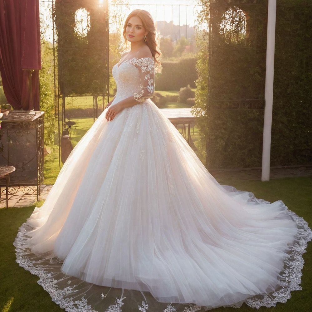 Elegant Ivory A e Wedding Dress with Off Shoulder Sleeves & Lace Applique Detail Plus Size or Length Bridal Gown