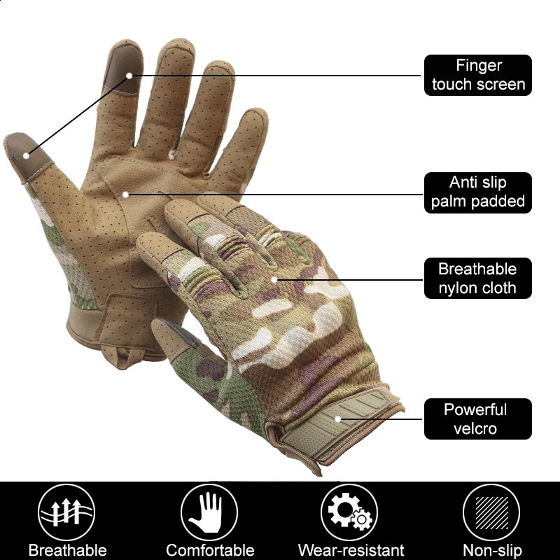 Men Riding Gloves Cycling Bike Full Finger Motos Racing Gloves Antiskid Screen Touch Outdoor Sports Tactical Gloves Protect Gear240129