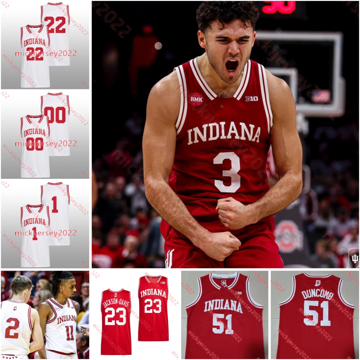 Custom Stitched Indiana Hoosiers Basketball Jersey 25 Race Thompson 51 Logan Duncomb 4 Michael Shipp 11 CJ Gunn Shaan Burke Tamar Bates Kaleb Banks Mens Youth Jerseys