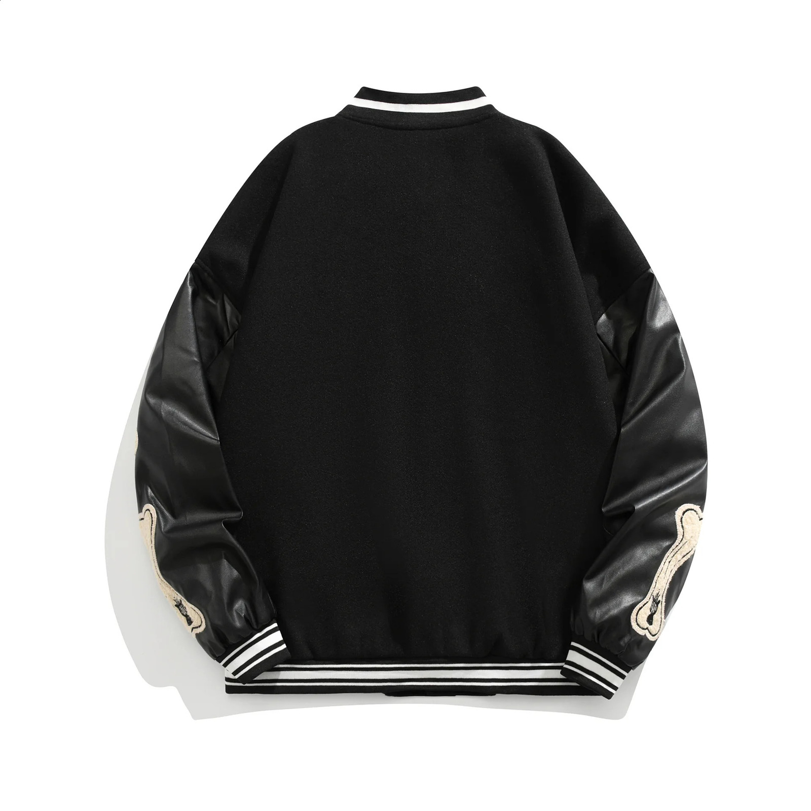 Varsity Baseball Bomber Jacket Women HipHop Haraiuku Bone Letter Patchwork Leather Jackets Streetwear Men Unisex College Coats 240124