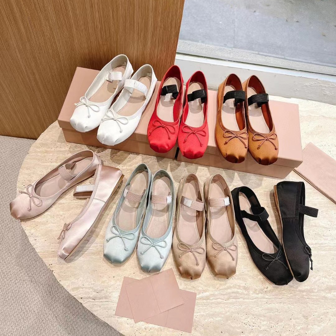 Luxury Paris Ballet Designer Professional Dance Shoes 2023 Satin Ballerinas mm Platform girls sandals with Bowknot and Shallow Mouth for Women SIZE 35-42 Oxfords SSS