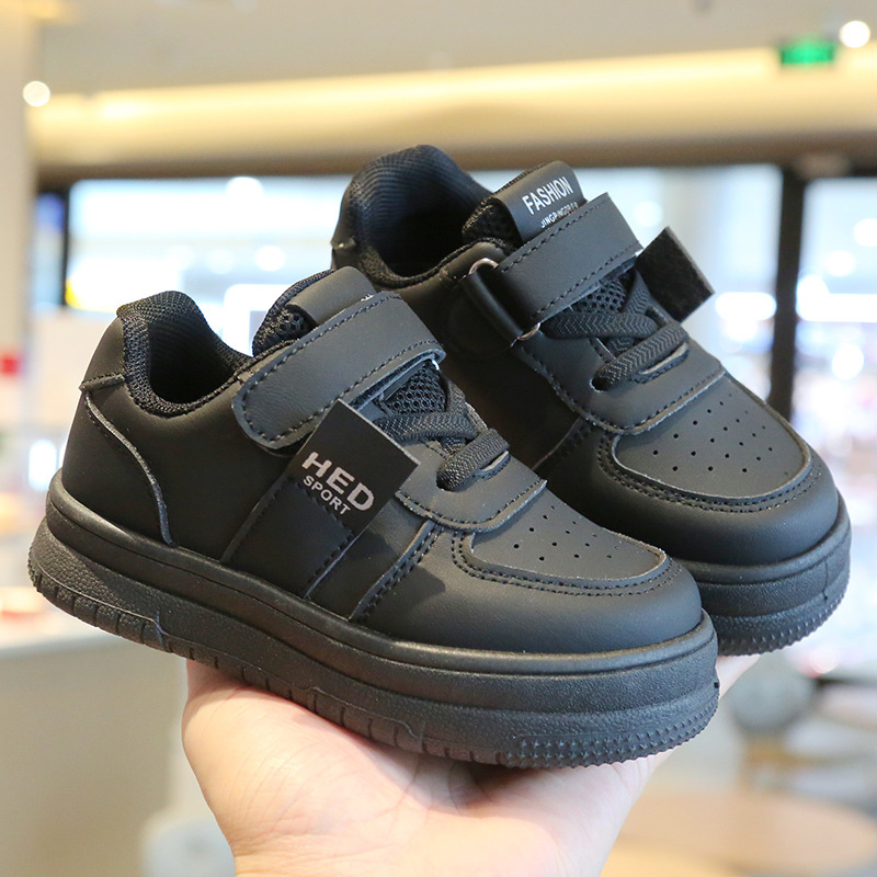 Children Shoes 2024 Spring Autumn New Kids Sneakers Boys Casual Shoes PU Black White Girls Running Shoes Soft Soled Baby Sports Toddler Shoes