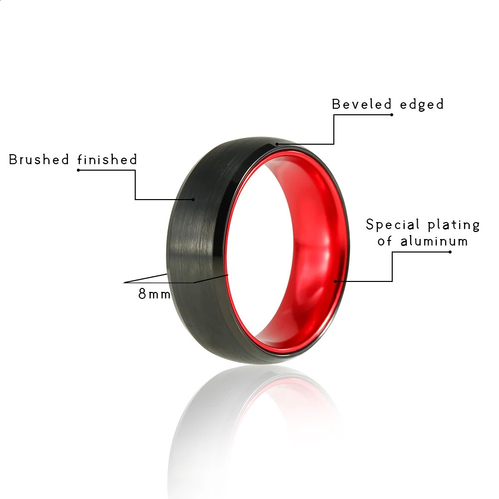 Trendy 8mm Tungsten Rings For Women Men Couples Wedding Bands Engagement Ring Black And Red Orange Purple Green Blue Dark Green 240125