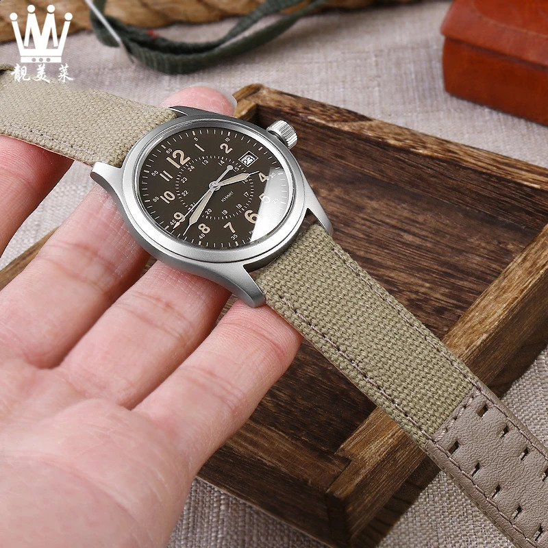 For Hamilton Khaki Field Watch h760250h77616533h70605963 H6893 Watch Strap Genuine Leather Nylon Men Watch Band 20mm 22mm 240125