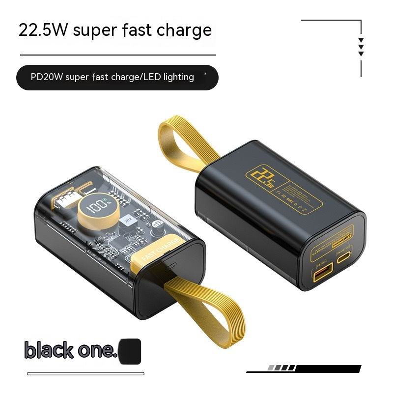 Charger 30000mAh 22.5W Fast Charging Small Power Bank Transparent,Input/Output External USB C Portable Phone Charge For IPhone IPad Samsung