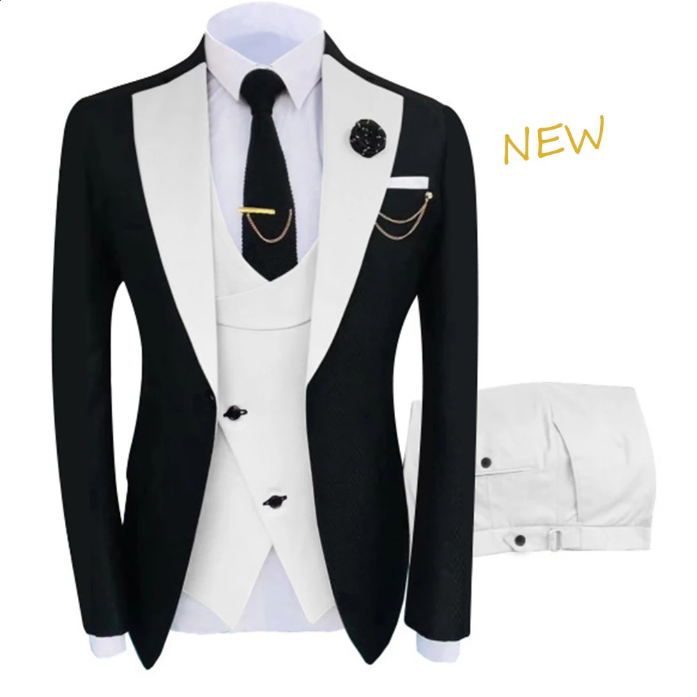 Arrival Terno Masculino Slim Fit Blazers Ball And Groom Suits For Men Boutique Fashion Wedding Jacket Vest Pants 240126