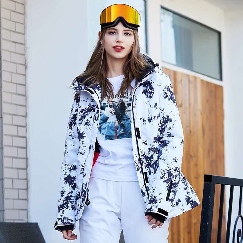 Womens Snow Wear 10k Waterproof Ski Suit Set Snowboard Clothing Outdoor Costumes Winter Ice Jackets Strap Pants For Girls 240729