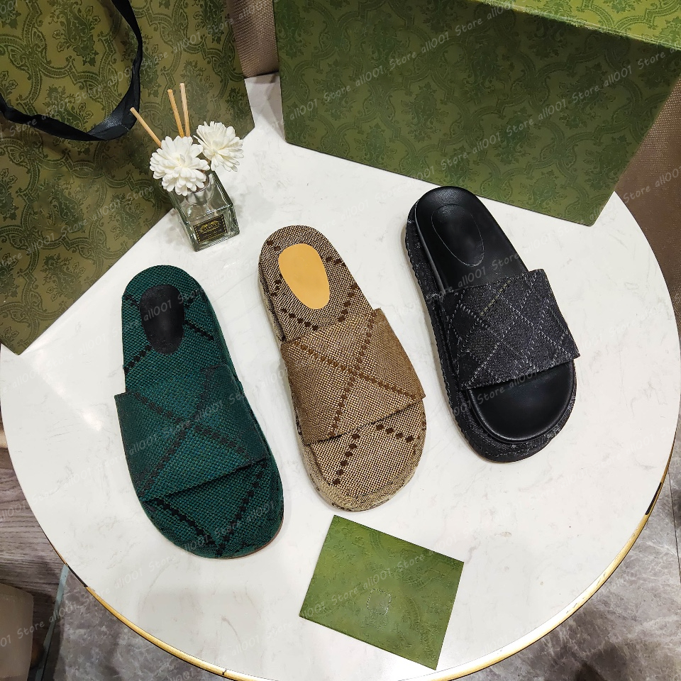 Designer gg Sandals Women Thick Bottom Luxury rubber slides platform slippers of women Slides Flat Embroidery Printed Jelly rubber slides Sandals Leather