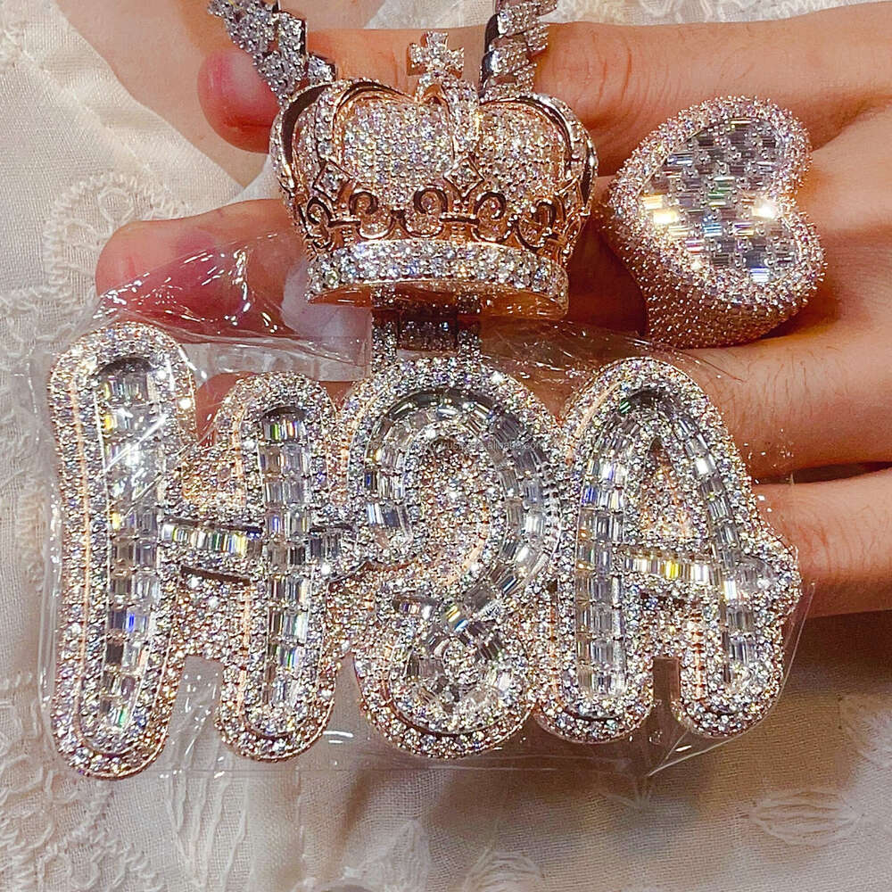 Custom Hip Hop Fine Jewelry Pendant Diamond Charm Vvs Moissanite Necklace Pendant Iced Out Chain with Custom Pendant for Men