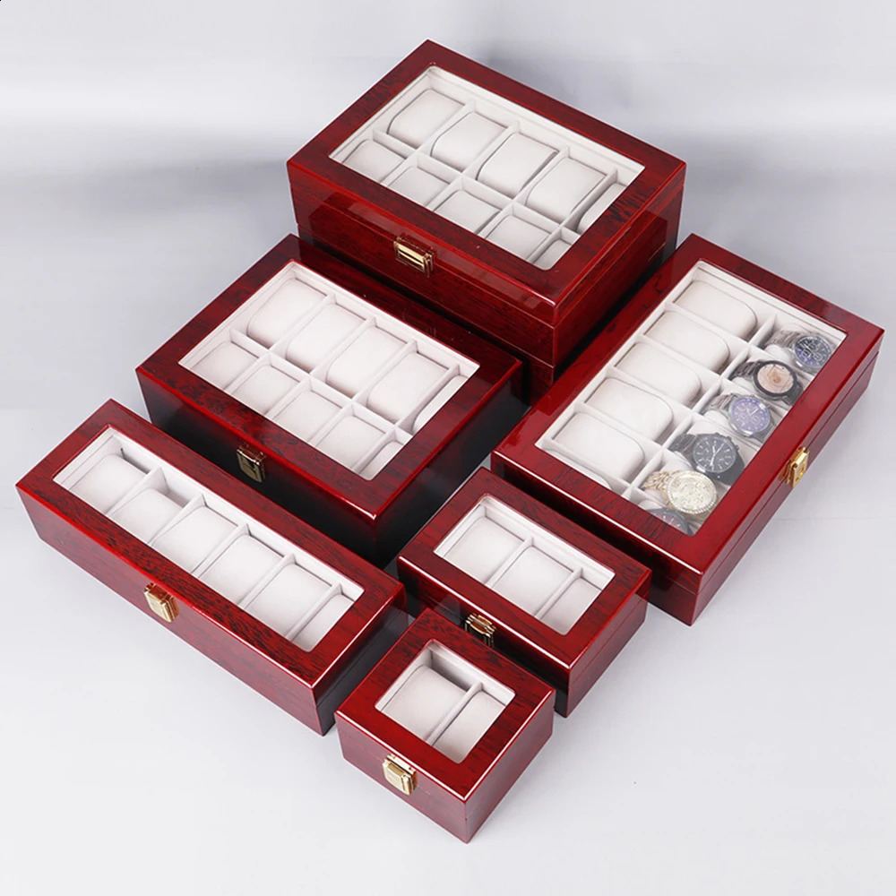 Wooden Watch Box 123561012 Grids Watch Organizers 6 Slots Wood Holder Boxes for Men Women Watches Jewelry Display 240812