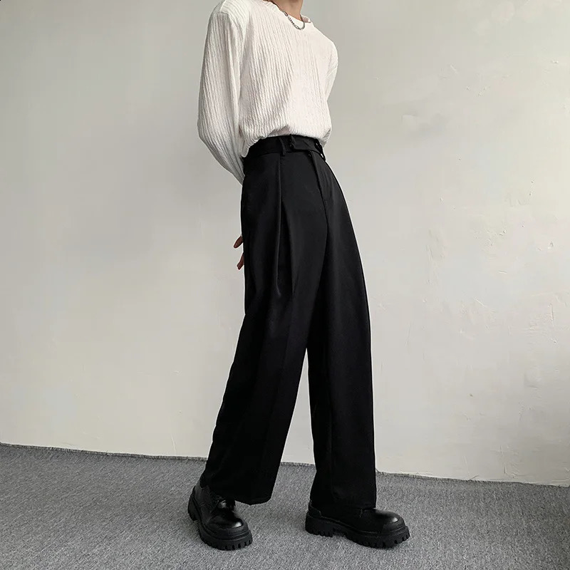Black Suit Men Fashion Social Dress Korean Loose Oversized Wide Leg Pants Mens Formal Trousers M-2XL 240124