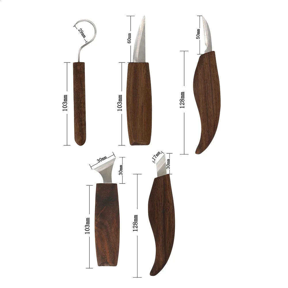 ALLSOME 8Pcs Wood Carving Knife Chisel Woodworking Cutter Hand Tool Set Peeling Woodcarving Sculptural Spoon 240123