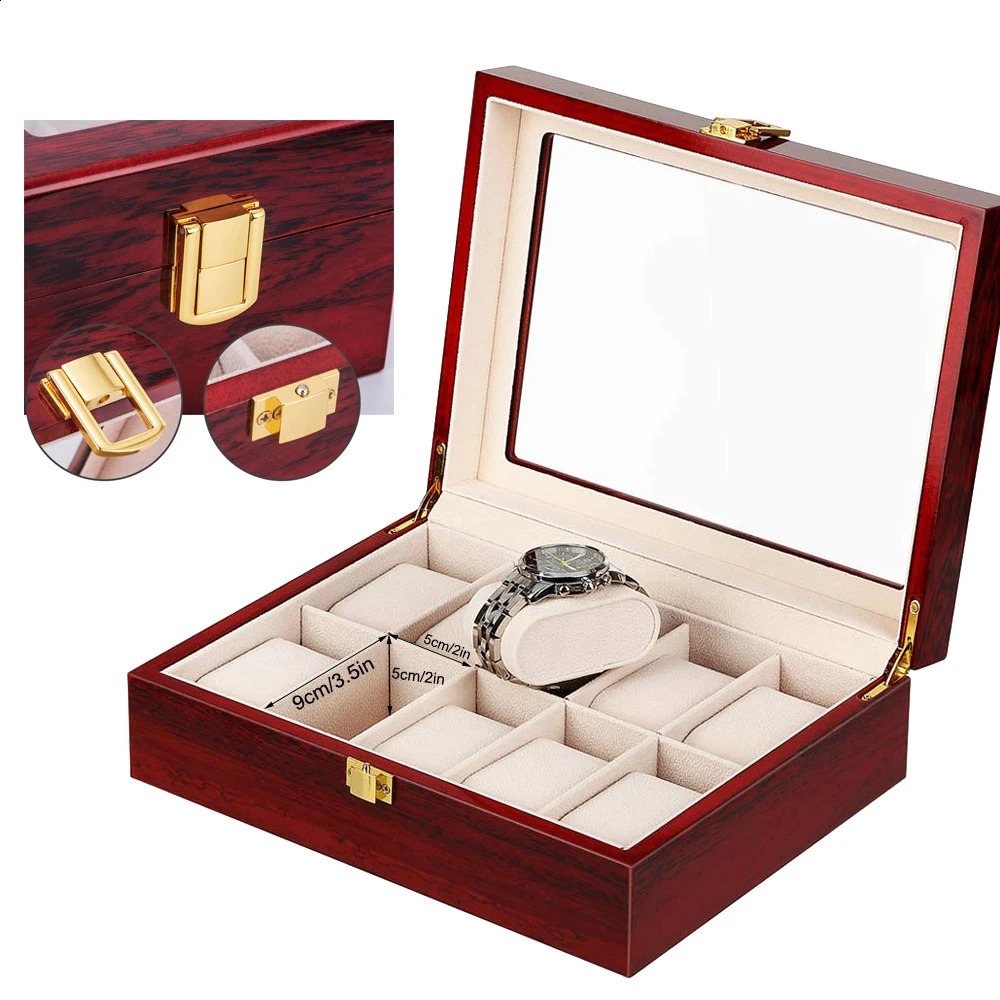 Wooden Watch Box 123561012 Grids Watch Organizers 6 Slots Wood Holder Boxes for Men Women Watches Jewelry Display 240812