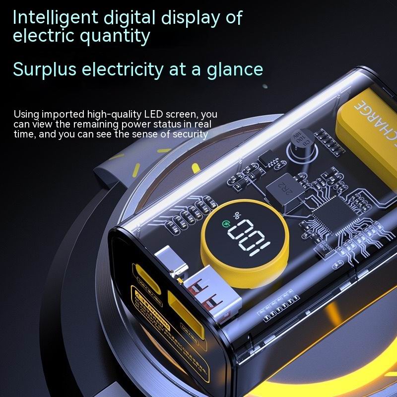 Charger 30000mAh 22.5W Fast Charging Small Power Bank Transparent,Input/Output External USB C Portable Phone Charge For IPhone IPad Samsung