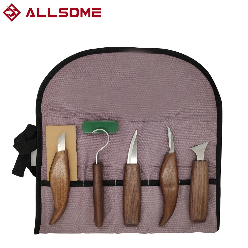 ALLSOME 8Pcs Wood Carving Knife Chisel Woodworking Cutter Hand Tool Set Peeling Woodcarving Sculptural Spoon 240123