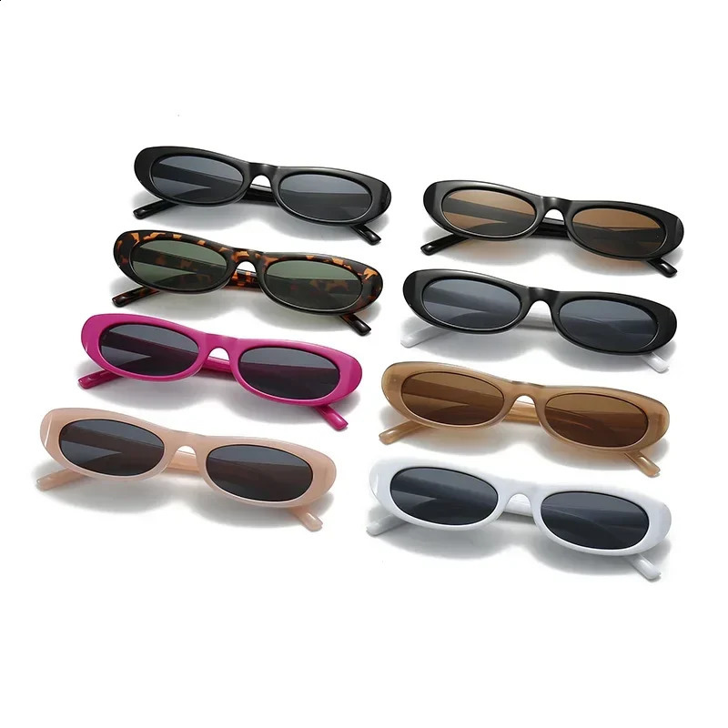 Trend 2024 Tortoise Shell Cat Eye Sunglasses Womens Narrow Rectangular Oval Frame Sunvisors Womens Sunglasses 240216 - view 6